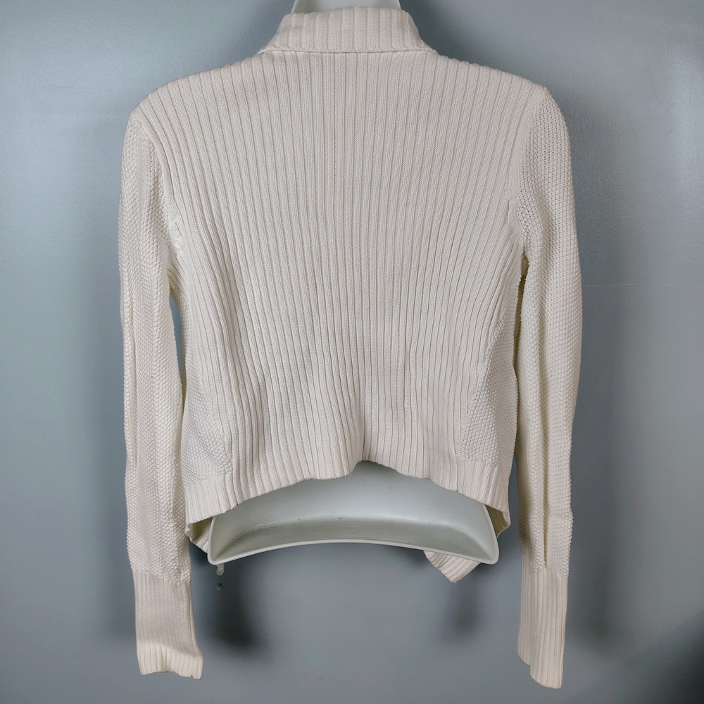 Banana Republic Womens M Open Front Cardigan White Cotton Coastal Minimalist - Picture 4 of 7